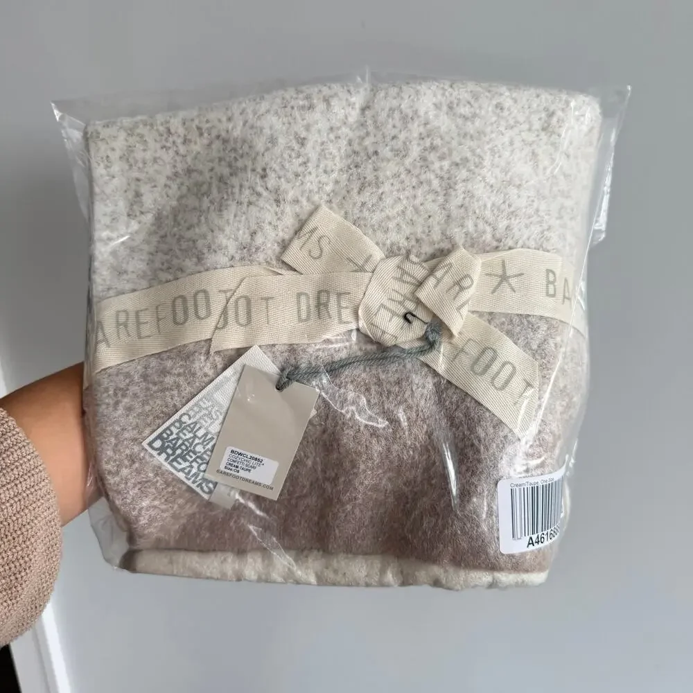 Barefoot Dreams CozyChic Lite Confetti Rectangle Scarf Cream Taupe One Size NWT